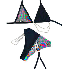 Load image into Gallery viewer, LUCID DREAMS | Mismatch Triangle Chain Top + High Waisted High Cut Chain Bottoms with Leg Wrap, Women's Festival Outfit, Rave Set