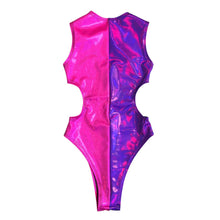 Load image into Gallery viewer, CHESHIRE CAT | Aria Cut-Out Bodysuit | Alice in Wonderland Costume | Pink and Purple