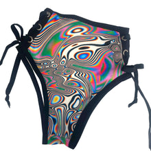 Load image into Gallery viewer, LUCID DREAMS | High Waisted High Cut Side Tie Bottoms, Festival Bottoms, Rave Bottoms, Black Rave Outfit