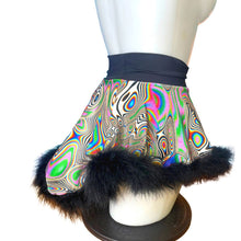 Load image into Gallery viewer, LUCID DREAMS | High Low Circle Skirt, Rave Skirt, Festival Bottom with Fluff Trim