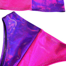 Load image into Gallery viewer, CHESHIRE CAT | Tube Top + High Waisted High Cut Bottoms | Women's Festival Outfit, Rave Set | Alice in Wonderland Costume | Pink and Purple