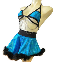 Load image into Gallery viewer, ALICE BLUE | Sparkle Blue | Chain Cage Top, Festival Top, Rave Top with Chains