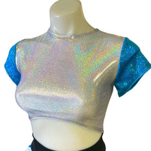 Load image into Gallery viewer, ALICE BLUE | Underboob Crop Top With Sleeves , Women's Festival Top, Rave Top