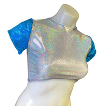 Load image into Gallery viewer, ALICE BLUE | Underboob Crop Top With Sleeves , Women's Festival Top, Rave Top