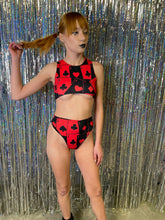 Load image into Gallery viewer, HOUSE of CARDS | High Waisted High Cut Bottoms, Festival Bottoms, Rave Bottoms, Black Rave Outfit