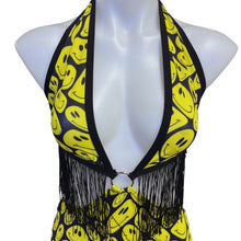 Load image into Gallery viewer, YELLOW HAPPY | Leah Bodysuit | Strappy Bodysuit with Black Fringe