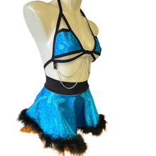 Load image into Gallery viewer, ALICE BLUE | Sparkle Blue | Chain Cage Top, Festival Top, Rave Top with Chains