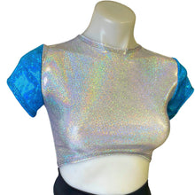 Load image into Gallery viewer, ALICE BLUE | Underboob Crop Top With Sleeves , Women's Festival Top, Rave Top