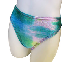 Load image into Gallery viewer, FESTIE BESTIE |Seafoam Holographic High Waisted High Cut Bottoms, Festival Bottoms, Rave Bottoms, Rave Outfit