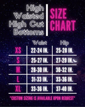 Load image into Gallery viewer, ALL THE GLOW | High Waisted High Cut Bottoms, Festival Bottoms, Rave Bottoms, Black Rave Outfit