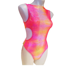 Load image into Gallery viewer, FESTIE BESTIE | Pink/Orange Holographic Aria Cut-Out Bodysuit |