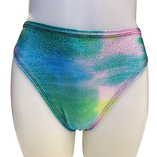 Load image into Gallery viewer, FESTIE BESTIE |Seafoam Holographic High Waisted High Cut Bottoms, Festival Bottoms, Rave Bottoms, Rave Outfit