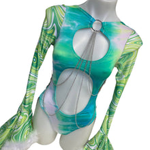 Load image into Gallery viewer, Ready to Ship | Size XSmall | Aria Cut-Out Cascade Bell Sleeve Bodysuit