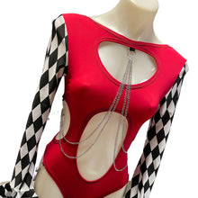 Load image into Gallery viewer, HARLEY | Aria Cut-Out Cascade Bell Sleeve Bodysuit with Fluff and Chain Detail