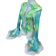 Load image into Gallery viewer, Ready to Ship | Size XLarge | Aria Cut-Out Cascade Bell Sleeve Bodysuit with Fluff and Chain Detail