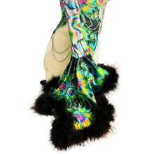 Load image into Gallery viewer, OOAK | Aria Cut-Out Cascade Bell Sleeve Bodysuit with Fluff and Chain Detail