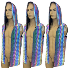 Load image into Gallery viewer, SLITHER | Reflective | Slim Fit Men's Rave Hooded Tank Top Vest, Festival Shirt