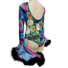 Load image into Gallery viewer, Ready to Ship | Size LARGE | Aria Cut-Out Cascade Bell Sleeve Bodysuit with Fluff and Chain Detail
