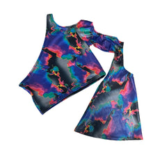 Load image into Gallery viewer, MIRAGE | One Shoulder Bell sleeve top with Cut Outs Women's Festival Top, Rave Top