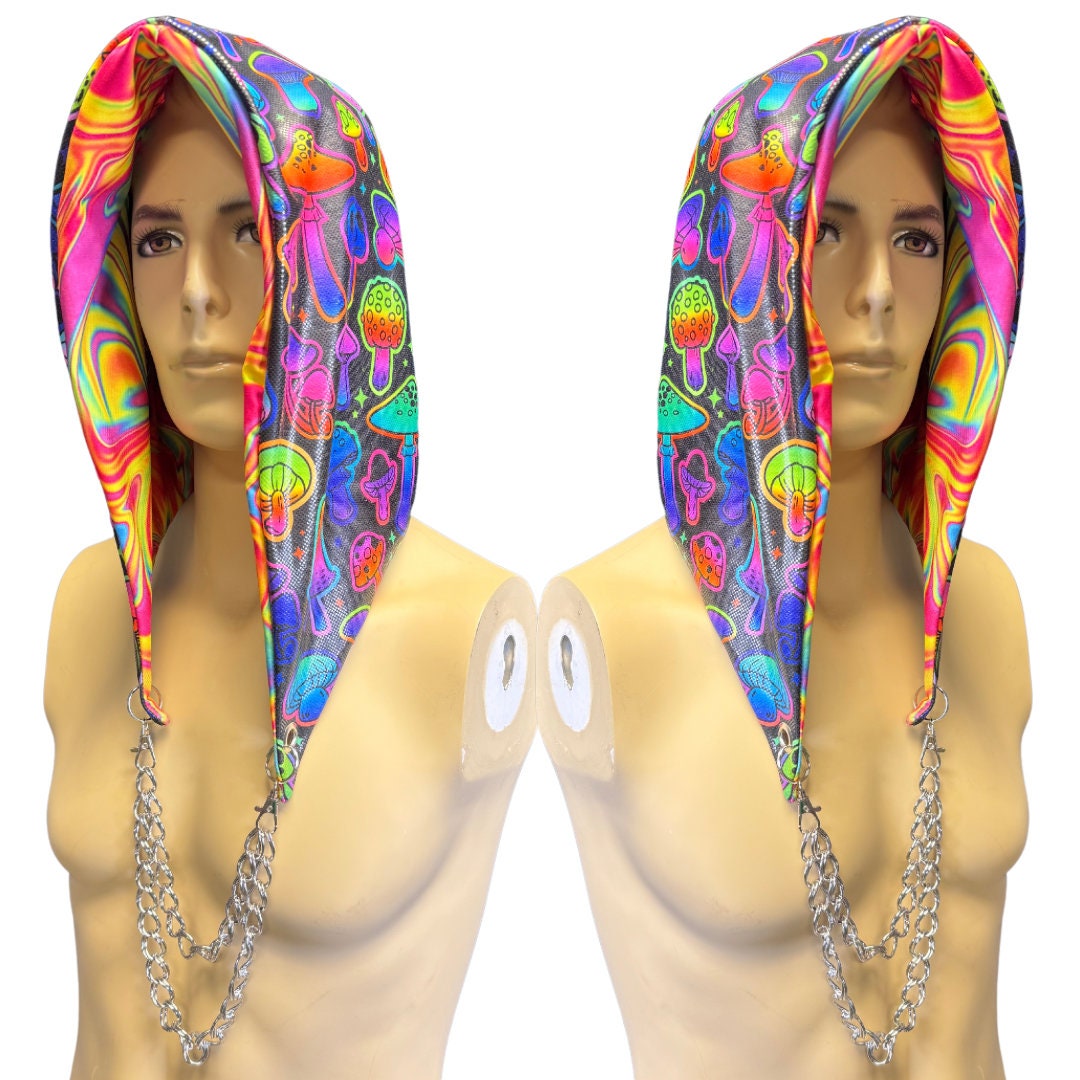 MUSHROOM GLOW | Reversible Hood With Chain | Rave Hood – The  display picture 2