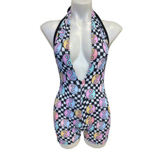 Load image into Gallery viewer, HARMONY CHECK | Spandex Playsuit | Halter Romper | Festival Outfit | Rave Jumpsuit | Boho |