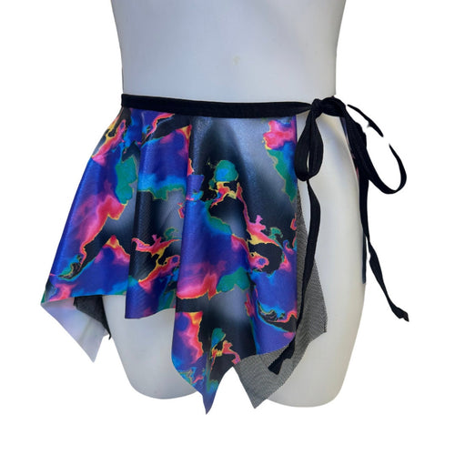 MIRAGE | Asymmetrical Double layer Tie Skirt, Rave Skirt, Festival Bottom