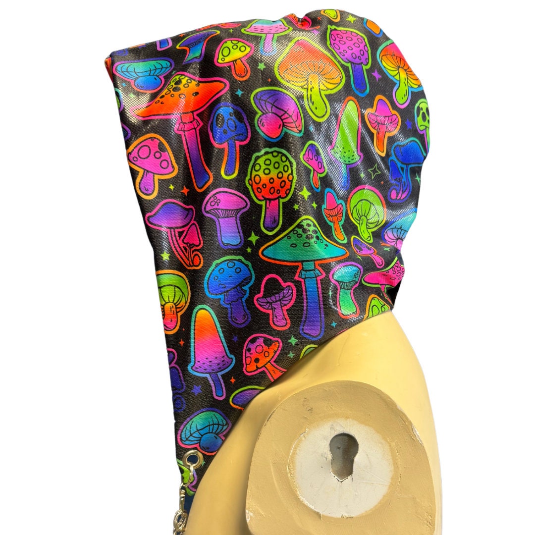MUSHROOM GLOW | Reversible Hood With Chain | Rave Hood – The  display picture 2