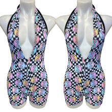 Load image into Gallery viewer, HARMONY CHECK | Spandex Playsuit | Halter Romper | Festival Outfit | Rave Jumpsuit | Boho |