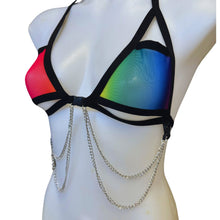Load image into Gallery viewer, RAINBOW PRIDE | Mesh Chain Cage Top, Festival Top, Rave Top with Chains