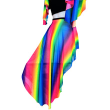 Load image into Gallery viewer, RAINBOW PRIDE | Mesh High Low Buckle Skirt, Rave Skirt, Festival Bottom