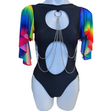 Load image into Gallery viewer, RAINBOW PRIDE | Aria Cut-Out Butterfly mesh Sleeve Bodysuit  and Chain Detail