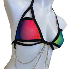 Load image into Gallery viewer, RAINBOW PRIDE | Mesh Chain Cage Top, Festival Top, Rave Top with Chains