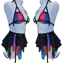 Load image into Gallery viewer, RAINBOW PRIDE | Mesh Chain Cage Top, Festival Top, Rave Top with Chains
