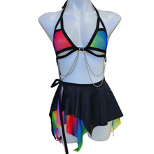 Load image into Gallery viewer, RAINBOW PRIDE | Mesh Chain Cage Top, Festival Top, Rave Top with Chains