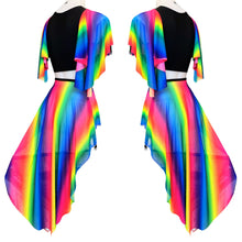 Load image into Gallery viewer, RAINBOW PRIDE | Mesh High Low Buckle Skirt, Rave Skirt, Festival Bottom