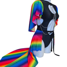 Load image into Gallery viewer, RAINBOW PRIDE | Aria Cut-Out Butterfly mesh Sleeve Bodysuit  and Chain Detail