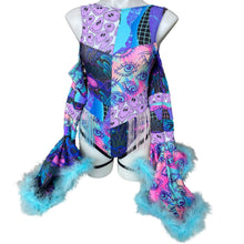 Load image into Gallery viewer, Ready to Ship | Size MEDIUM | Aria Cut-Out Cascade Bell Sleeve Bodysuit with Fluff and Chain Detail