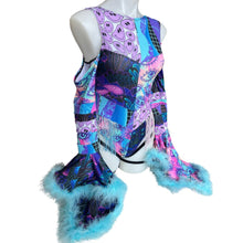 Load image into Gallery viewer, Ready to Ship | Size MEDIUM | Aria Cut-Out Cascade Bell Sleeve Bodysuit with Fluff and Chain Detail