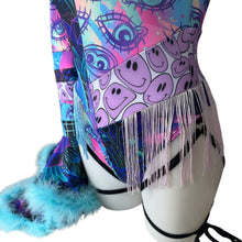 Load image into Gallery viewer, Ready to Ship | Size MEDIUM | Aria Cut-Out Cascade Bell Sleeve Bodysuit with Fluff and Chain Detail