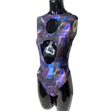 Load image into Gallery viewer, DARK WAVE | Aria Cut-Out Bodysuit, Rave Outfit, Festival Bodysuit, Trippy Bodysuit, Sexy Swimsuit, Open Back, Playsuit
