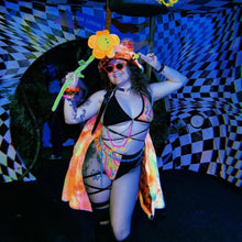 Load image into Gallery viewer, ALL THE GLOW | Mismatch Triangle Chain Top + High Waisted High Cut Chain Bottoms with Leg Wrap, Women's Festival Outfit, Rave Set