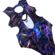 Load image into Gallery viewer, DARK WAVE | Aria Cut-Out Bodysuit, Rave Outfit, Festival Bodysuit, Trippy Bodysuit, Sexy Swimsuit, Open Back, Playsuit
