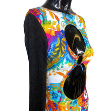 Load image into Gallery viewer, PAISLEY DREAM | Cut-Out, Cascade Bell Sleeve Bodysuit with Fluff, Women's Rave Outfit, Floral, Rave Bae, White Rave, Festival, Glitter