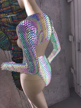 Load image into Gallery viewer, SLITHER | REFLECTIVE | Long Sleeve Buckle Top, Women's Festival Top, Rave Top