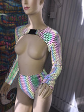 Load image into Gallery viewer, SLITHER | REFLECTIVE | Long Sleeve Buckle Top, Women's Festival Top, Rave Top