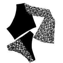 Load image into Gallery viewer, BLACK + WHITE | One Shoulder Bell Sleeve Top
