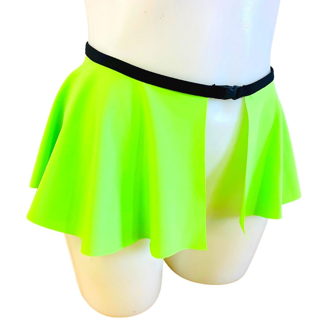 NEON GREEN  Ultra Mini Buckle Skirt, Rave Skirt, Festival Bottom
