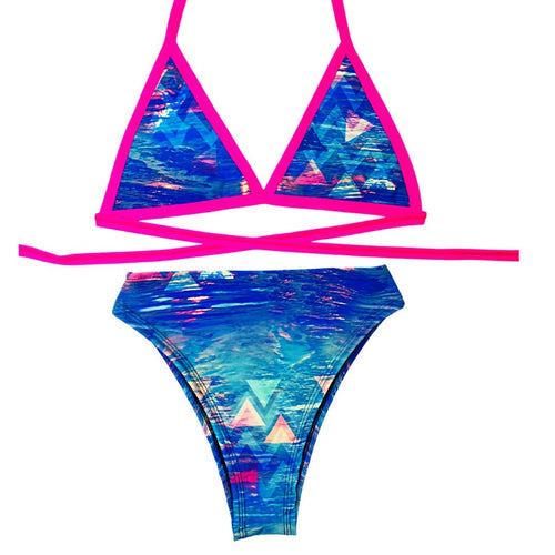 MARINA | Limited Edition | Triangle Top + High Waisted High Cut Bottoms, Women's Festival Outfit, Rave Set