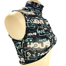 Load image into Gallery viewer, HOUSE MUSIC | Underboob Mock Neck Crop Top Sleeveless , Women's Festival Top, Rave Top