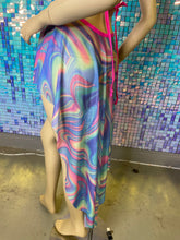 Load image into Gallery viewer, COSMIC SWIRL | High Low Buckle Skirt, Rave Skirt, Festival Bottom